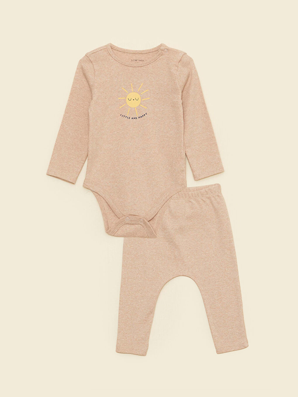 LC Waikiki Okrugli izrez, dugi rukav, štampani komplet bodija na kopčanje i pantalona za dečake, 2-pakovanje -S2LH55Z1-L9L