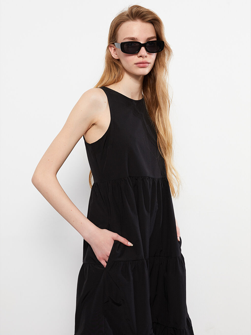 Women Crew Neck Straight Sleeveless Dress -S2LH81Z8-CVL