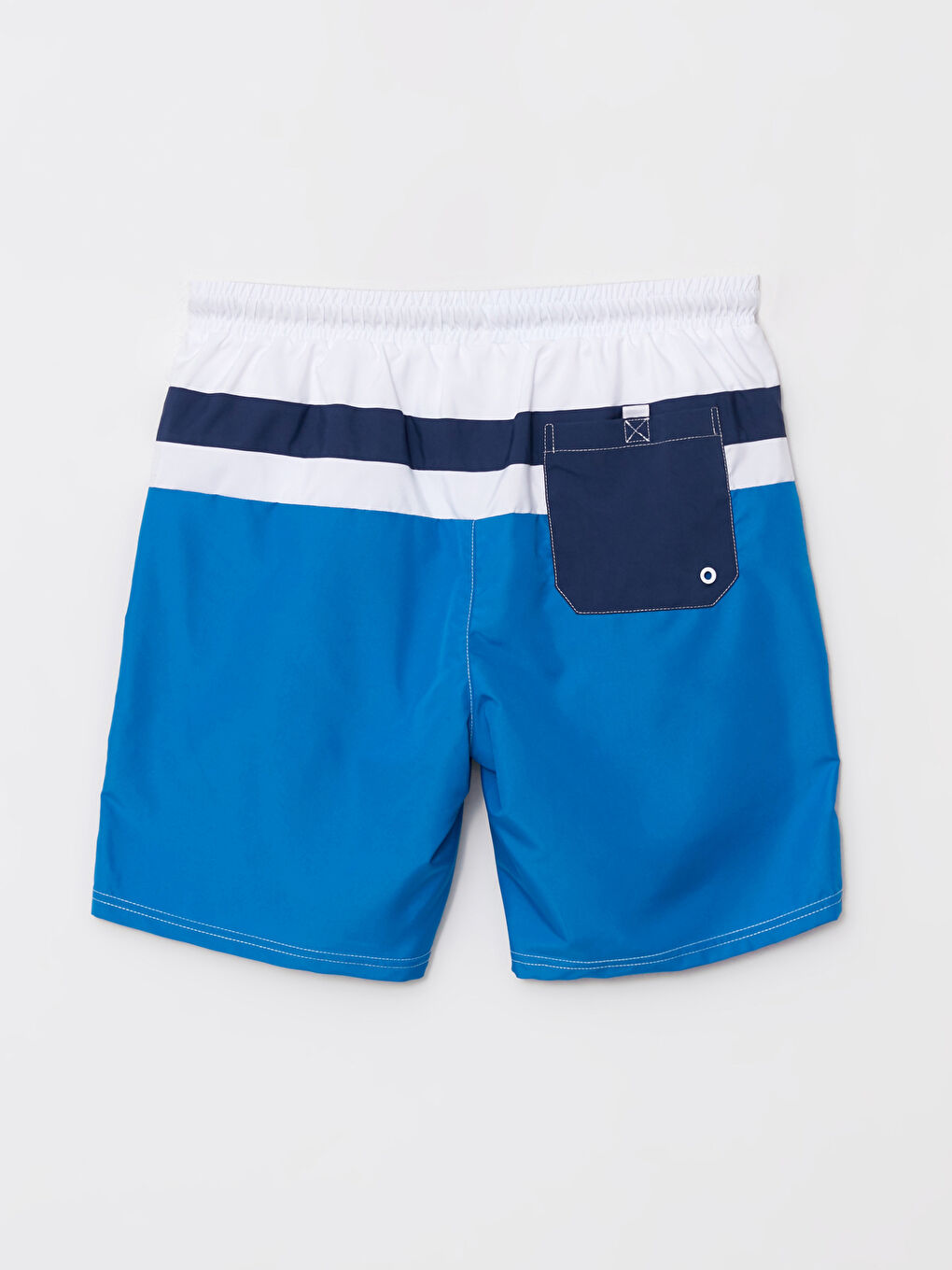 Mavi Diz Hizası Boy Renk Bloklu Erkek Deniz Şortu-6