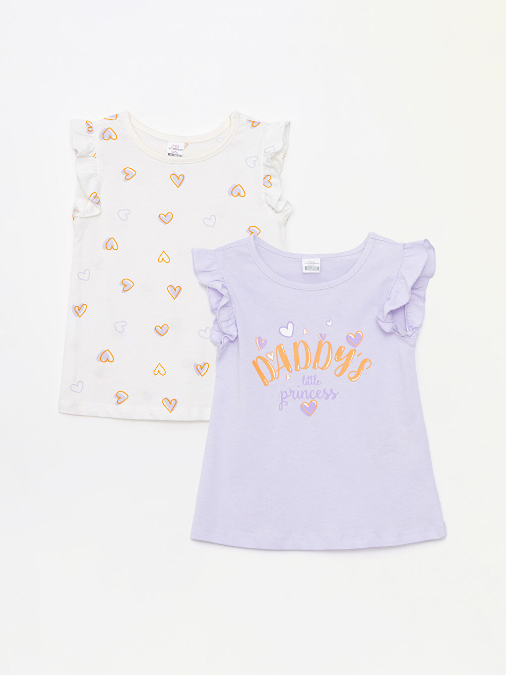 Crew Neck Printed Cotton Baby Girl T-Shirt 2 Pieces