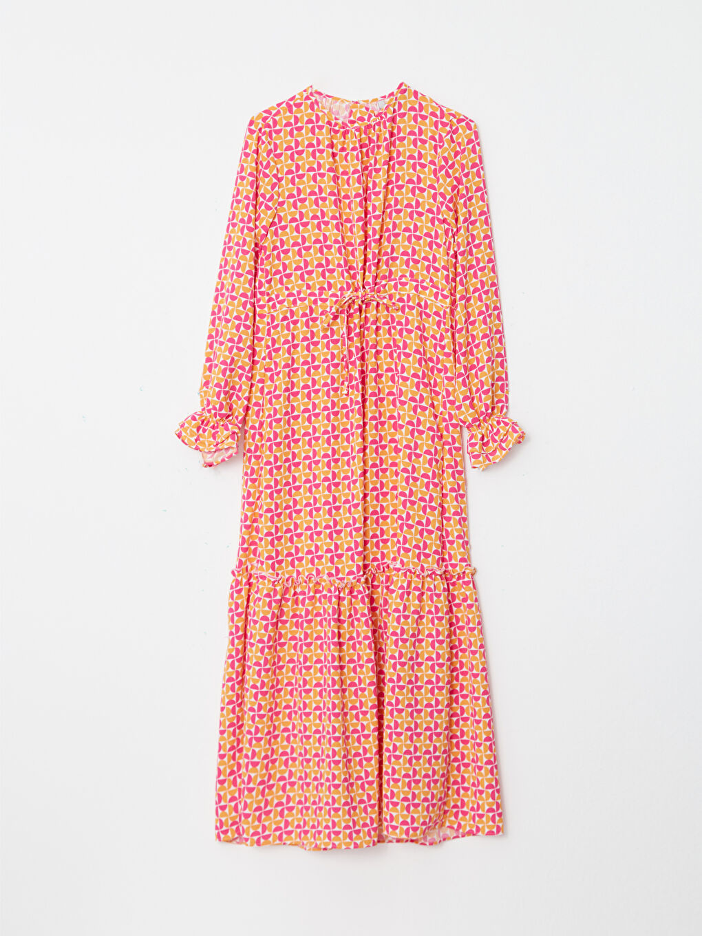 Crew Neck Patterned Long Sleeve Women Dress -S2LI28Z8-LSR