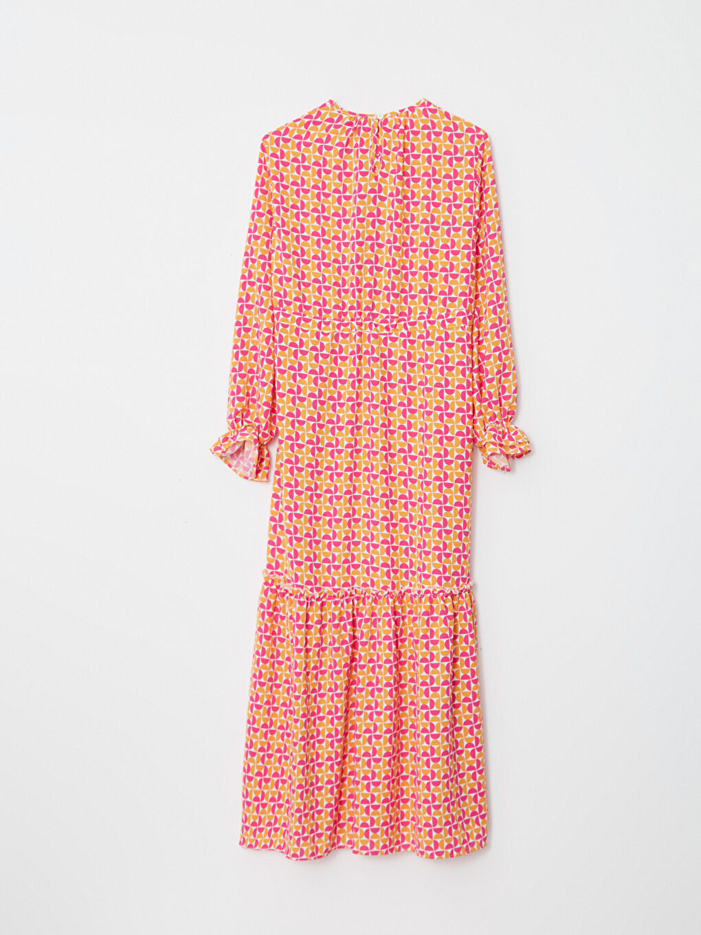 Crew Neck Patterned Long Sleeve Women Dress -S2LI28Z8-LSR