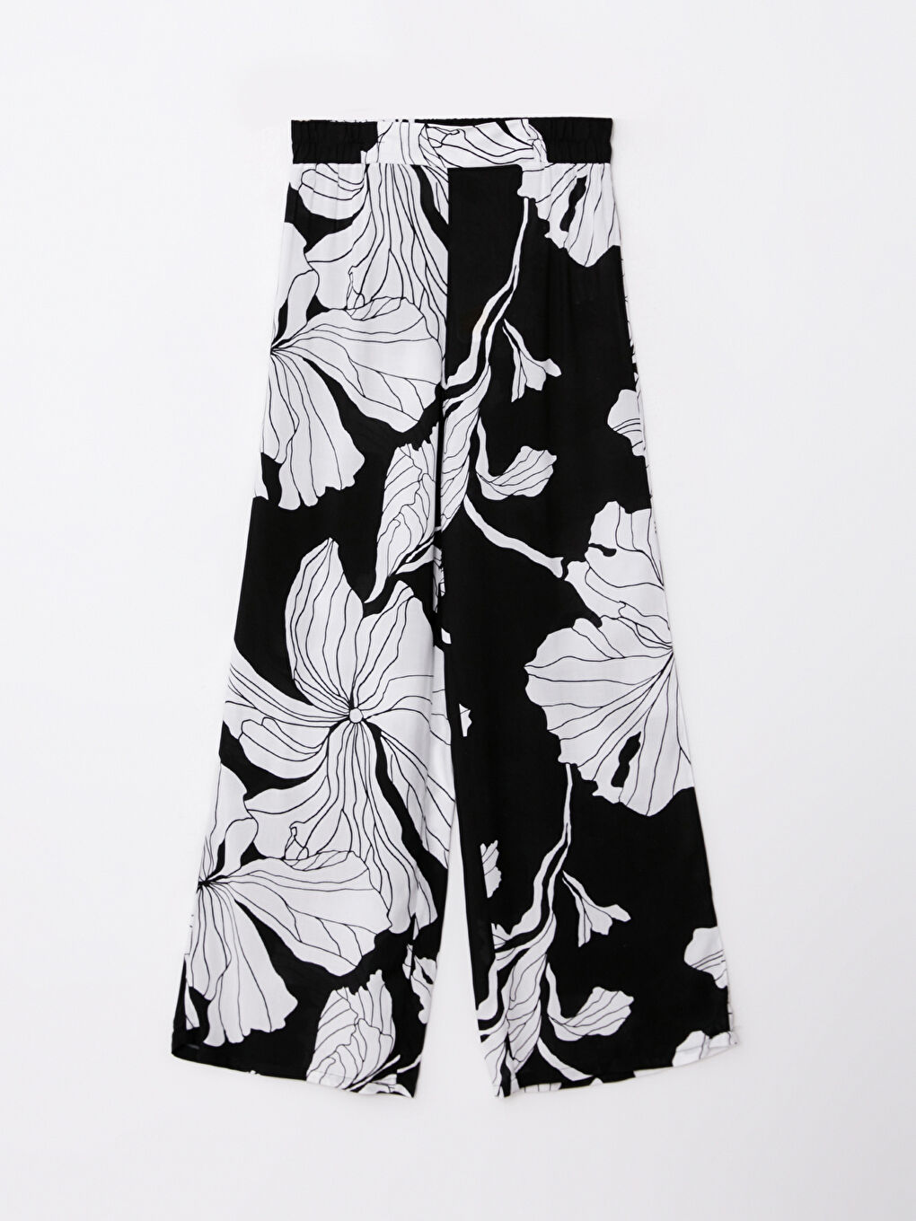 Siyah Beli Lastikli Desenli Kadın Pantolon-5