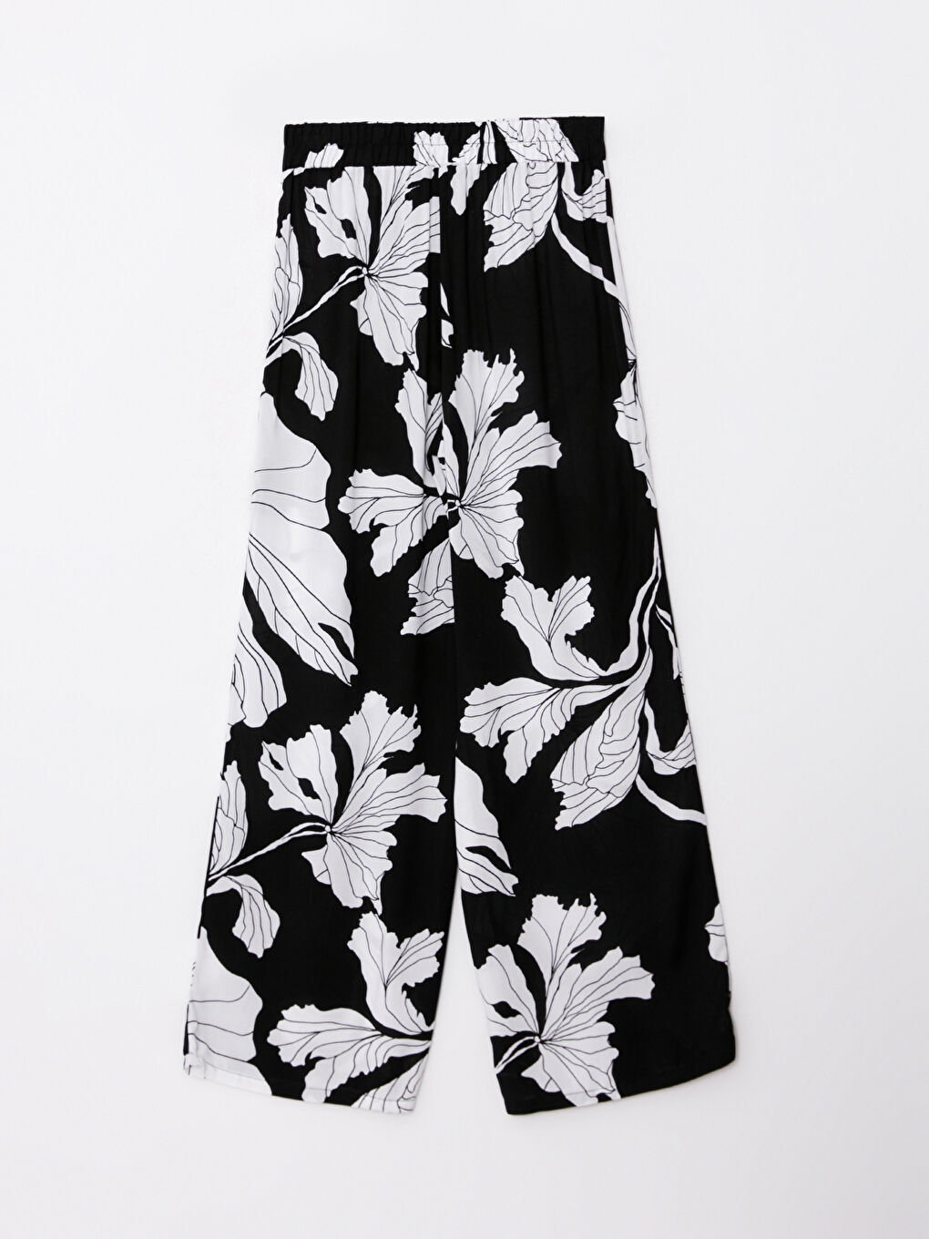 Siyah Beli Lastikli Desenli Kadın Pantolon-6