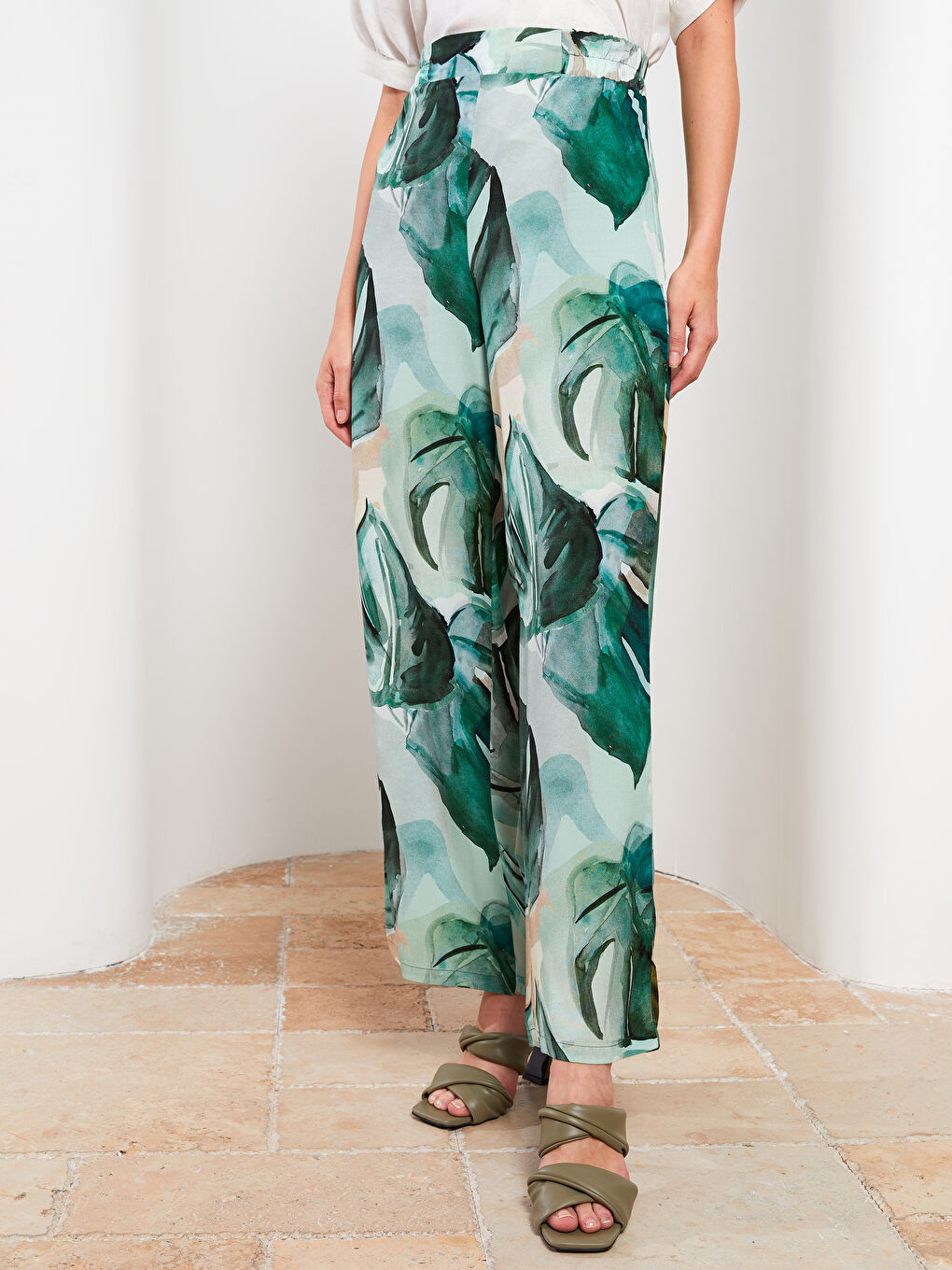 Elasticated Waist Patterned Women's Trousers-2