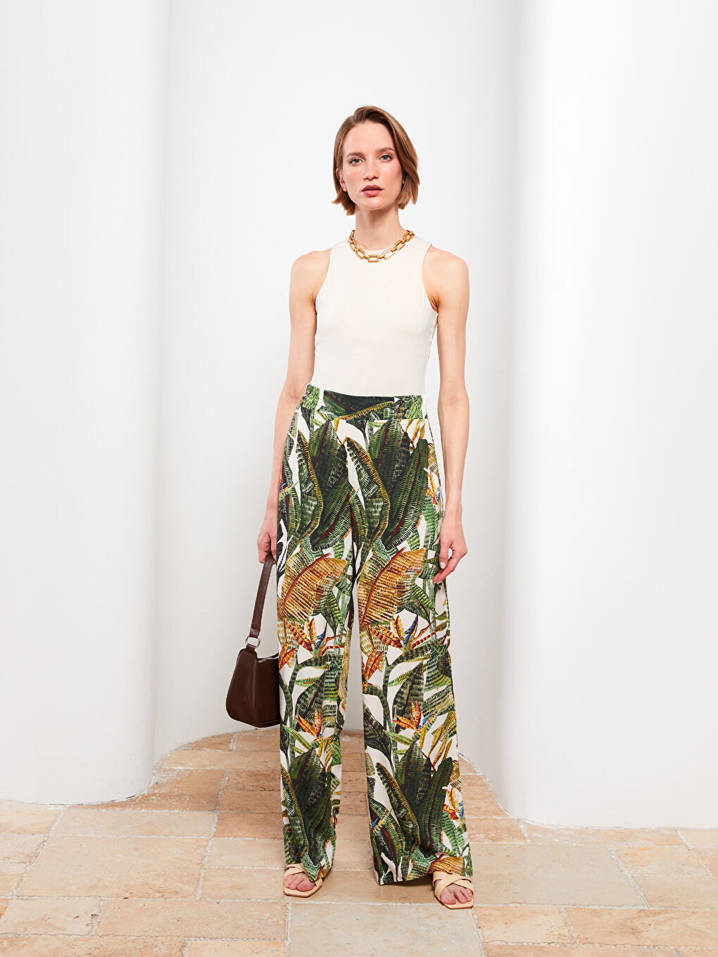 LCWAIKIKI Classic Pantalone sa elastičnim strukom i uzorkom za žene -S2LI49Z8-LRR