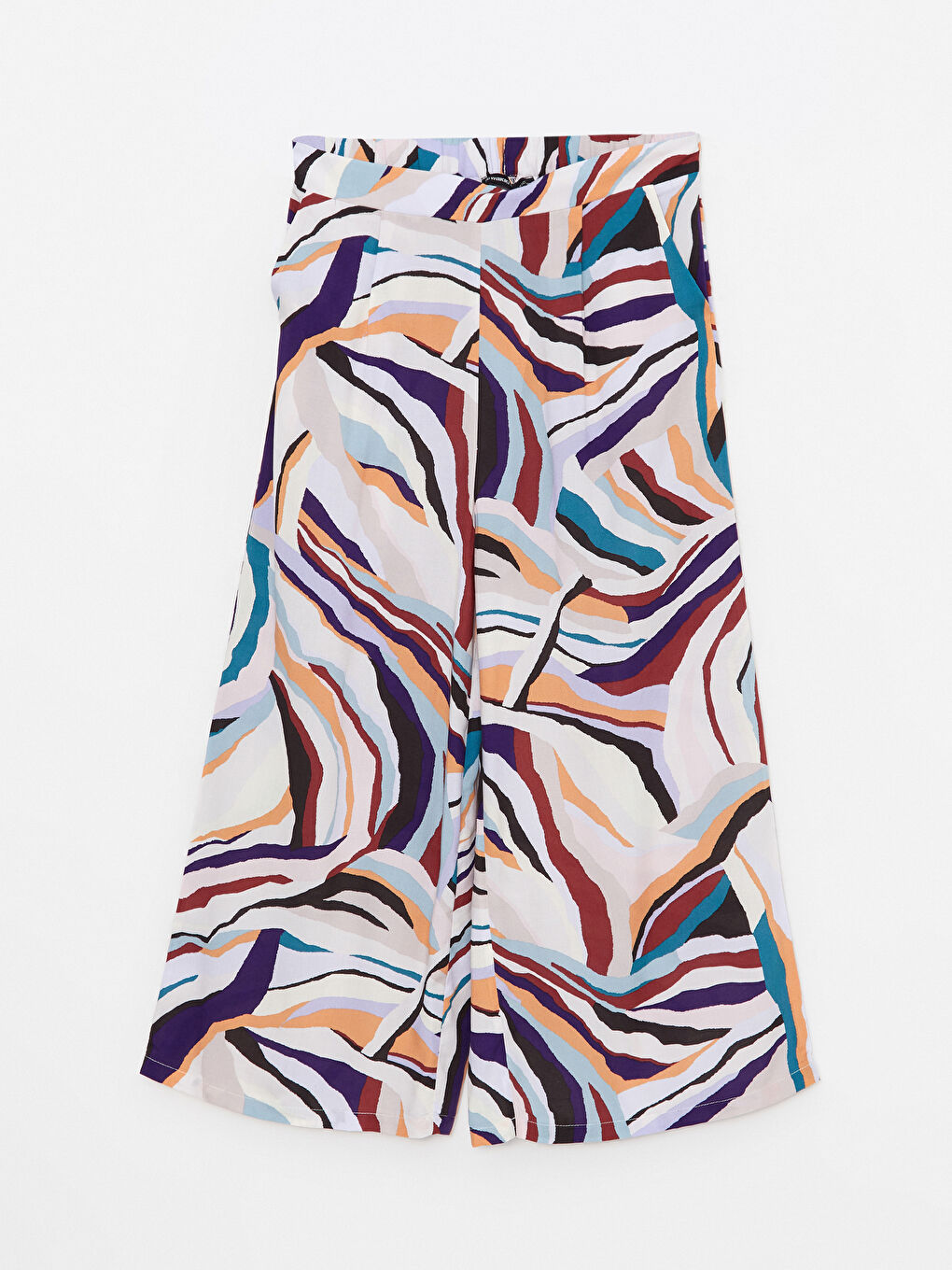 Karışık Beli Lastikli Desenli Viskon Kadın Kapri-5