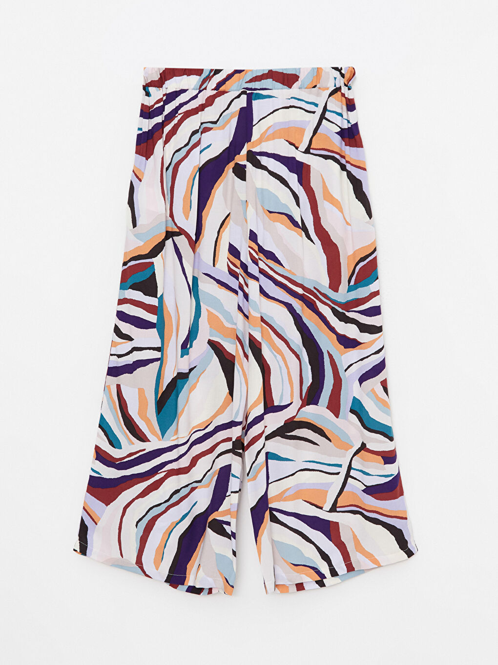 Karışık Beli Lastikli Desenli Viskon Kadın Kapri-6