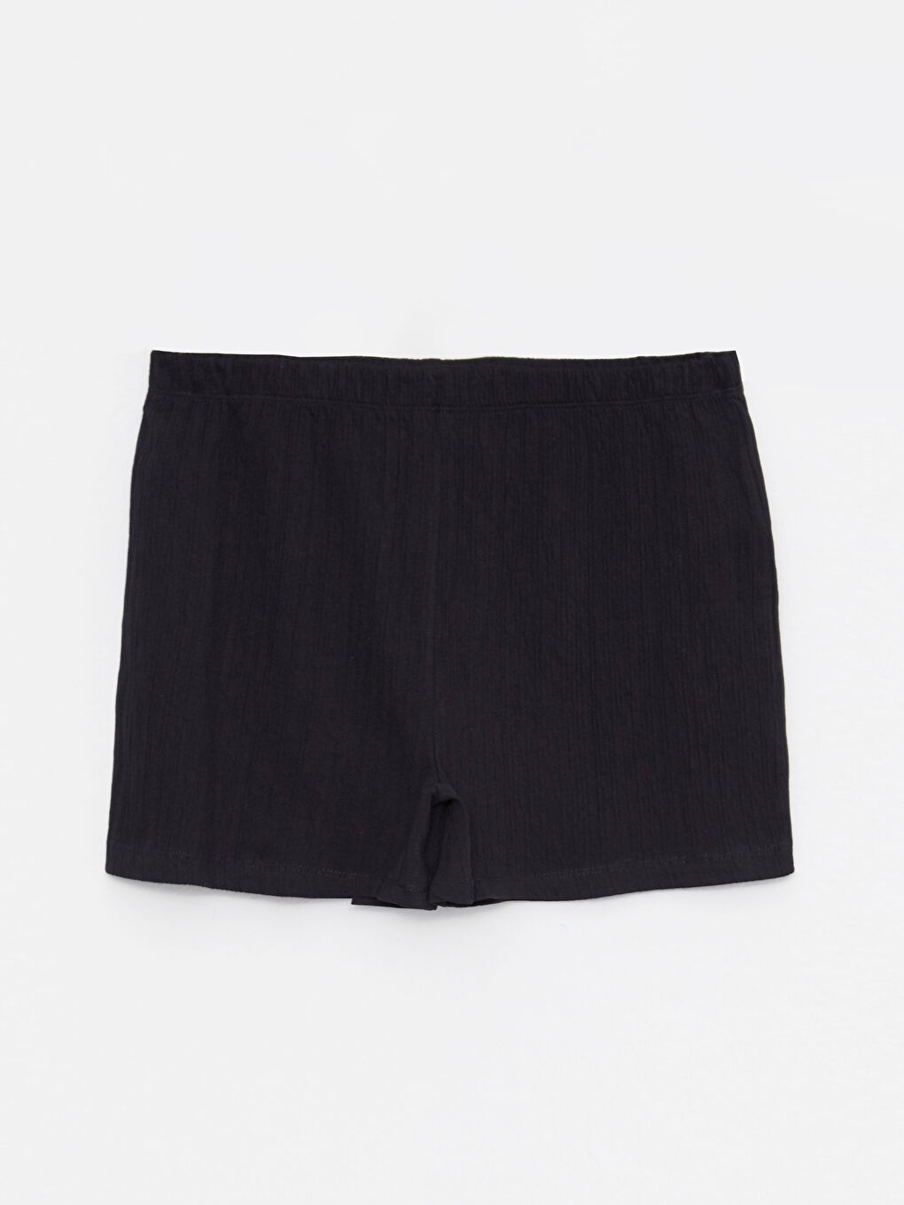 Siyah Bisiklet Yaka Düz Kısa Kollu Kadın Pijama Takım-7