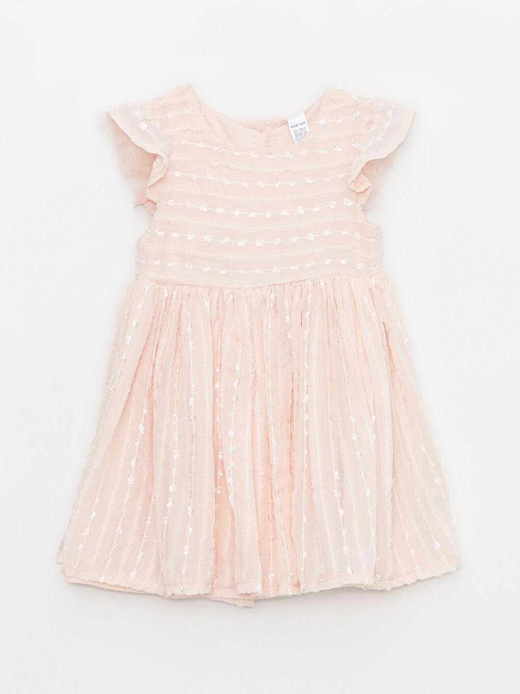 Pembe Bisiklet Yaka Kısa Kollu Kız Bebek Elbise