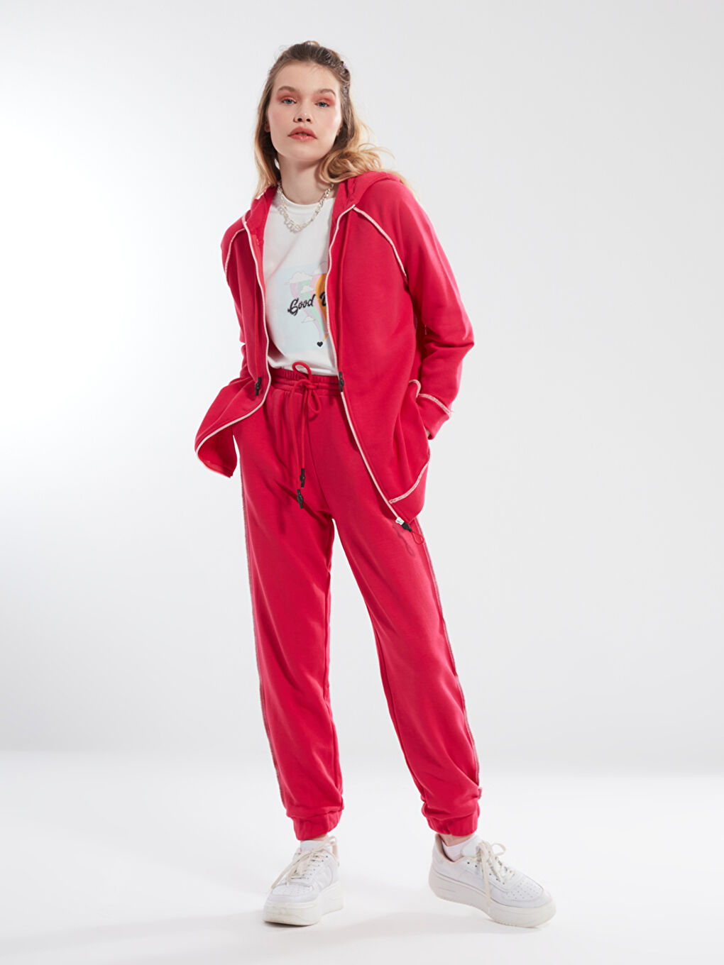 Fuşya Beli Lastikli Düz Cep Detaylı Kadın Jogger Eşofman Altı