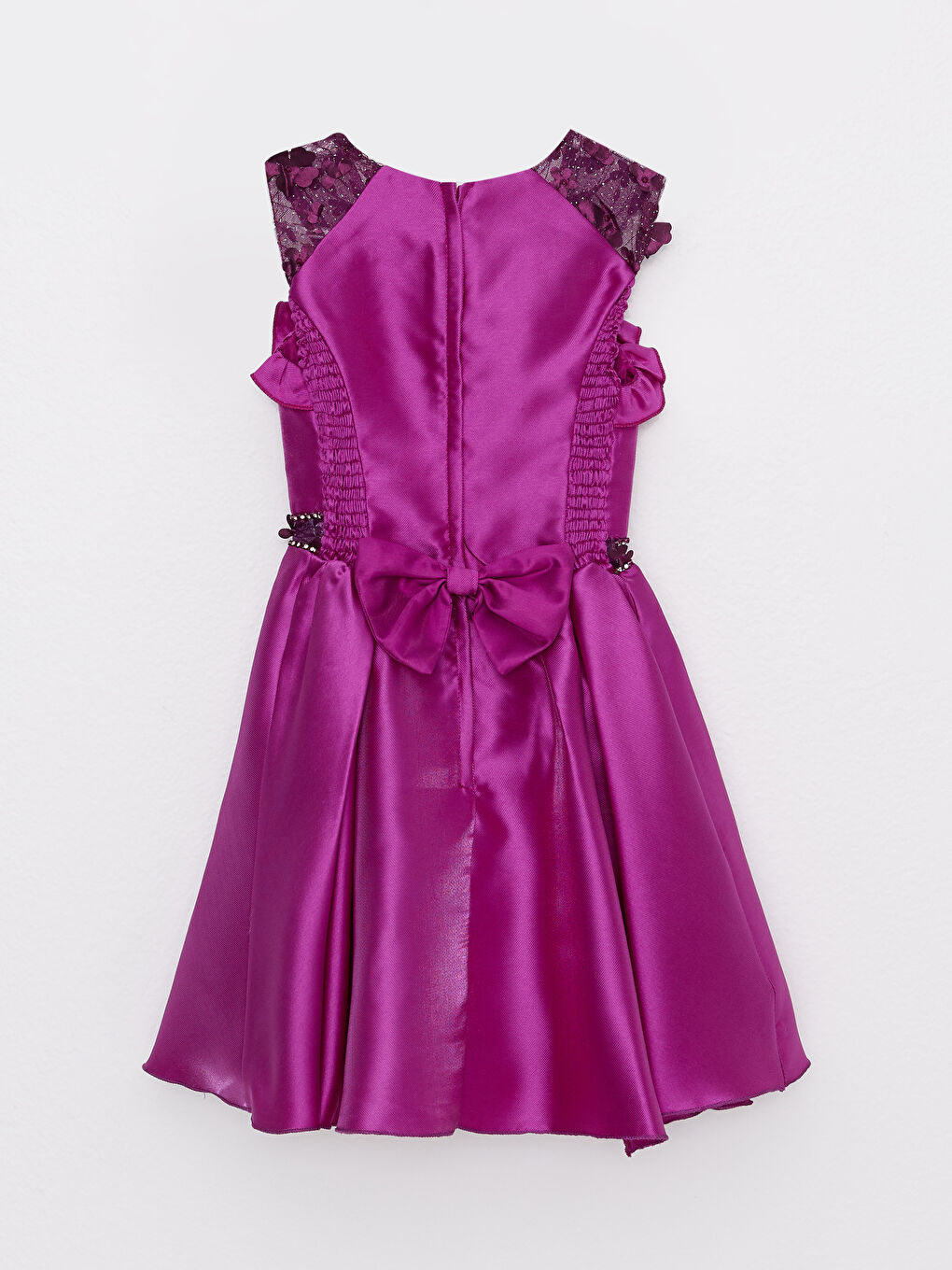 Mor Bisiklet Yaka Kız Çocuk Elbise-1