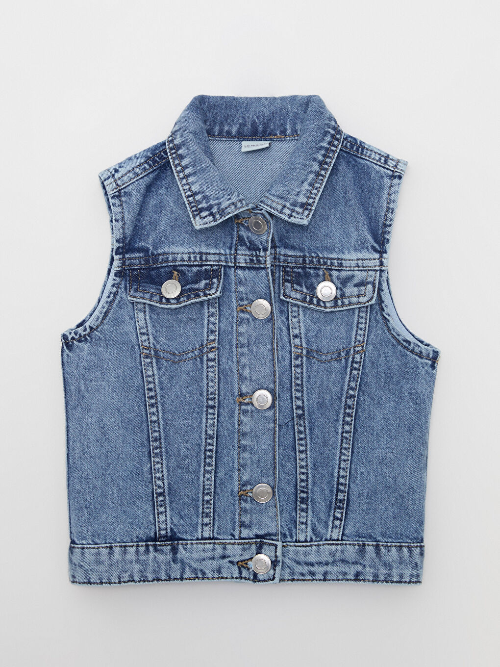 Shirt Collar Girl Jean Vest