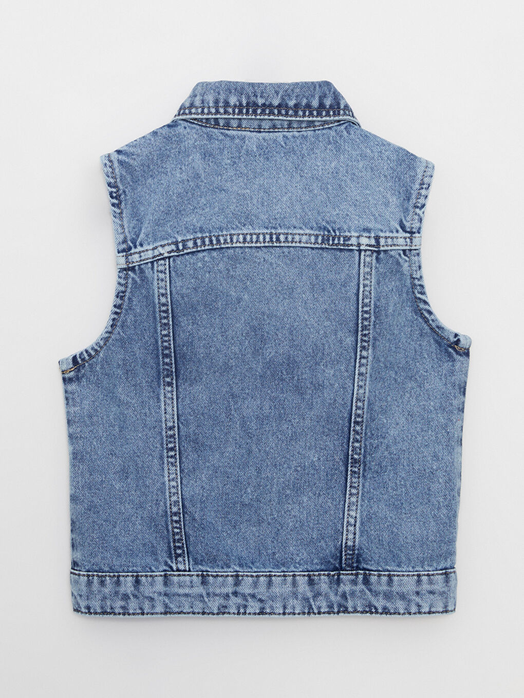 Shirt Collar Girl Jean Vest-1
