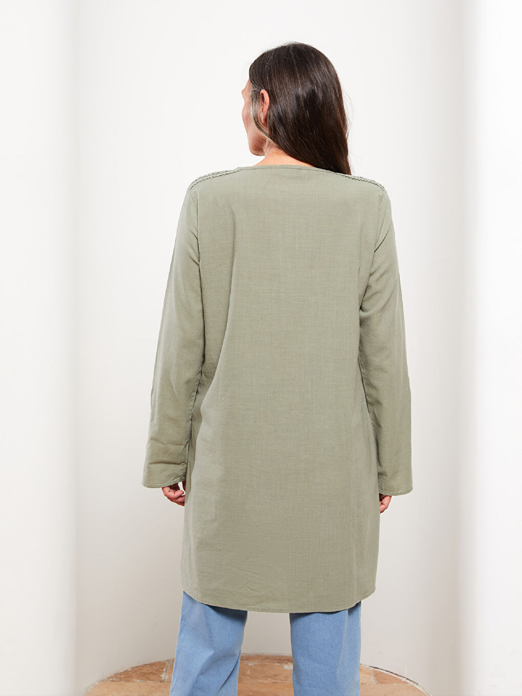LCW Grace Tunique Henley Brodée à Manches Longues en Coton pour Femmes -S2LJ90Z8-RYR