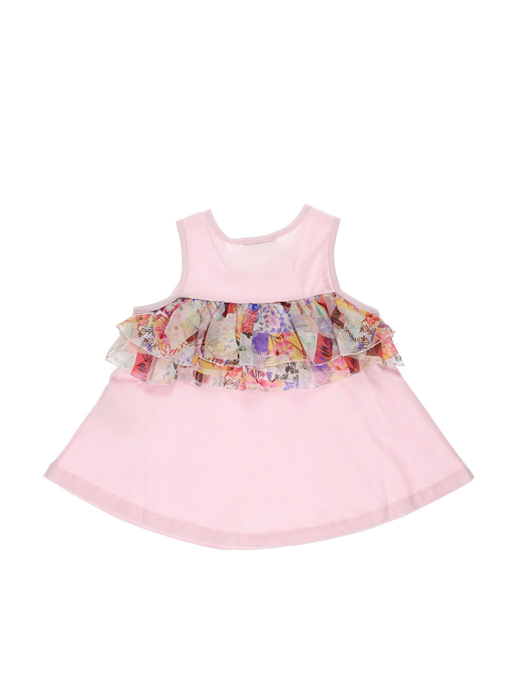 Pembe Bisiklet Yaka Baskılı Kız Çocuk Atlet-1