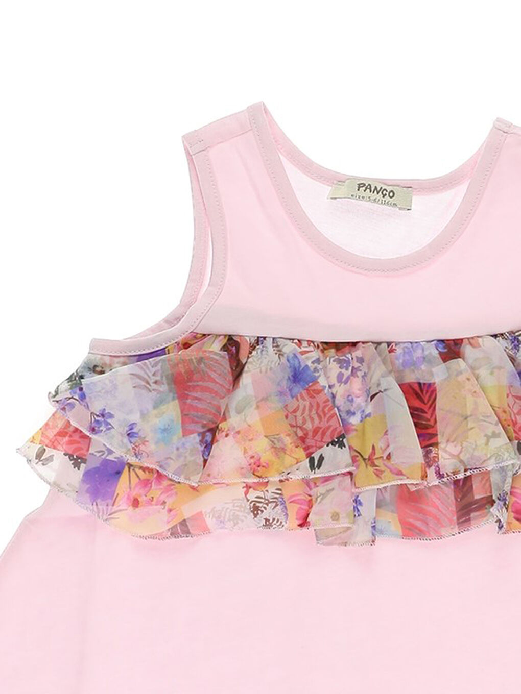 Pembe Bisiklet Yaka Baskılı Kız Çocuk Atlet-2