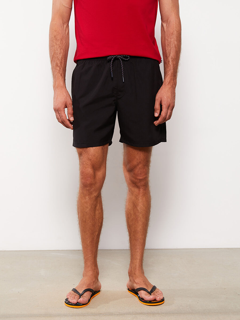 Siyah Kısa Boy Baskılı Erkek Deniz Şortu-3