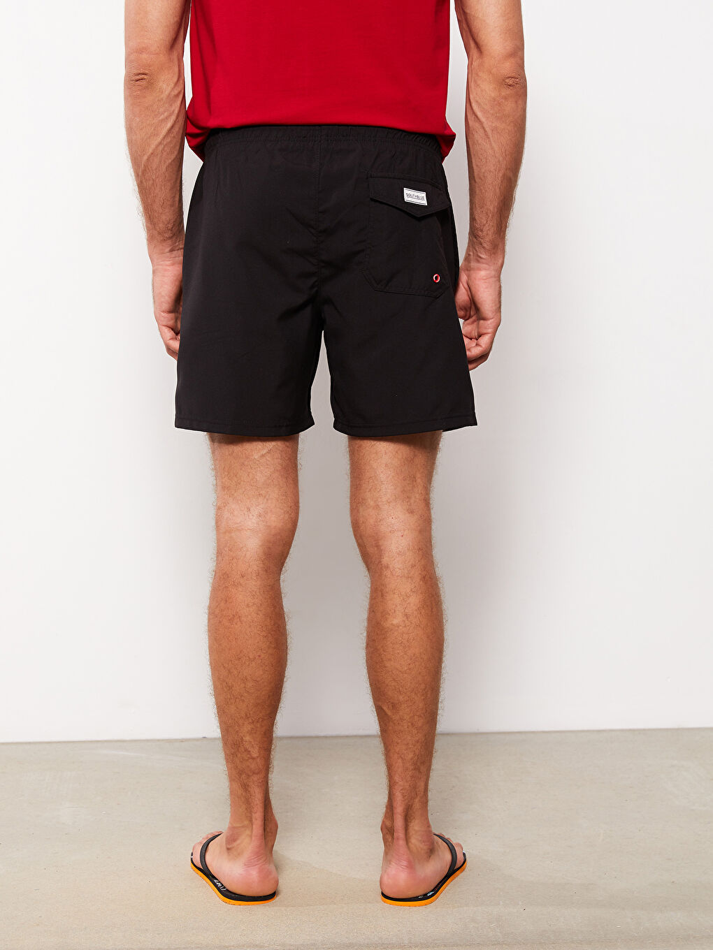 Siyah Kısa Boy Baskılı Erkek Deniz Şortu-4