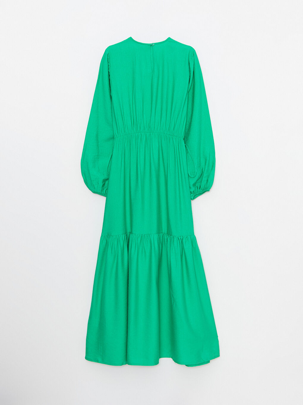 Yeşil Bisiklet Yaka Düz Uzun Kollu Kadın Elbise-6