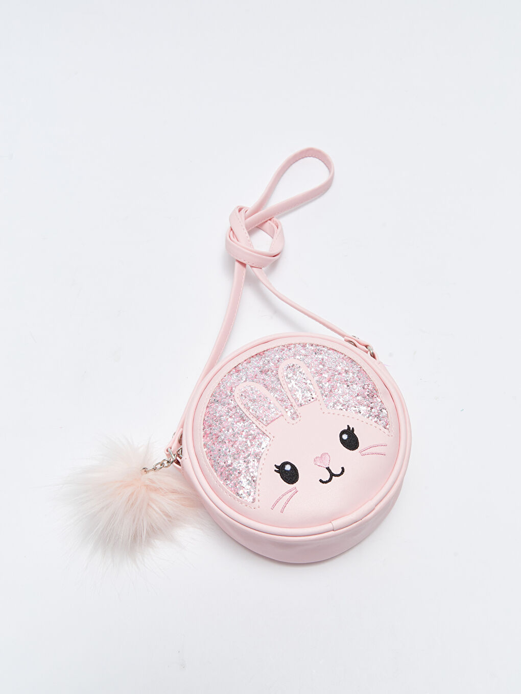 Pembe Deri Görünümlü Nakışlı Kız Çocuk Çapraz Çanta