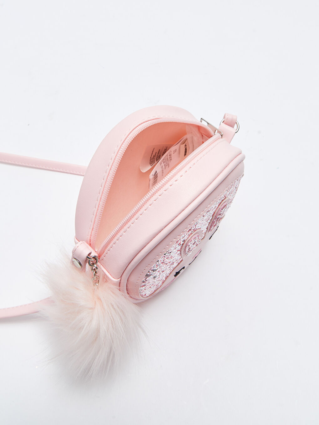 Pembe Deri Görünümlü Nakışlı Kız Çocuk Çapraz Çanta-2