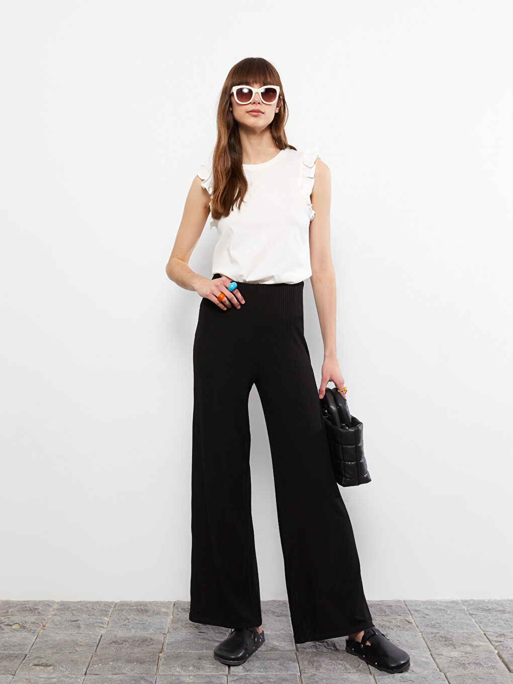 Pantaloni Simpli cu Talie Elastică pentru Femei