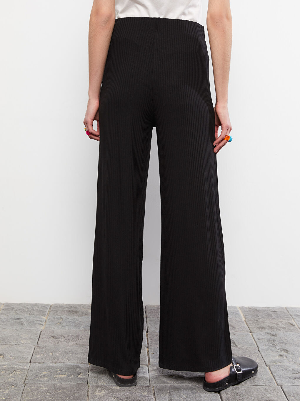 Pantaloni Simpli cu Talie Elastică pentru Femei-3