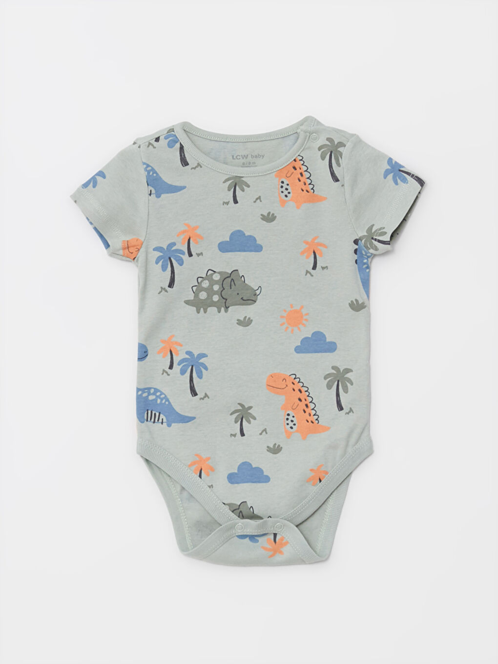 сәби ұлдарға арналған дөңгелек жағалы қысқа жең принтті бодик пен шорты 2 данадан тұратын жинақ-1