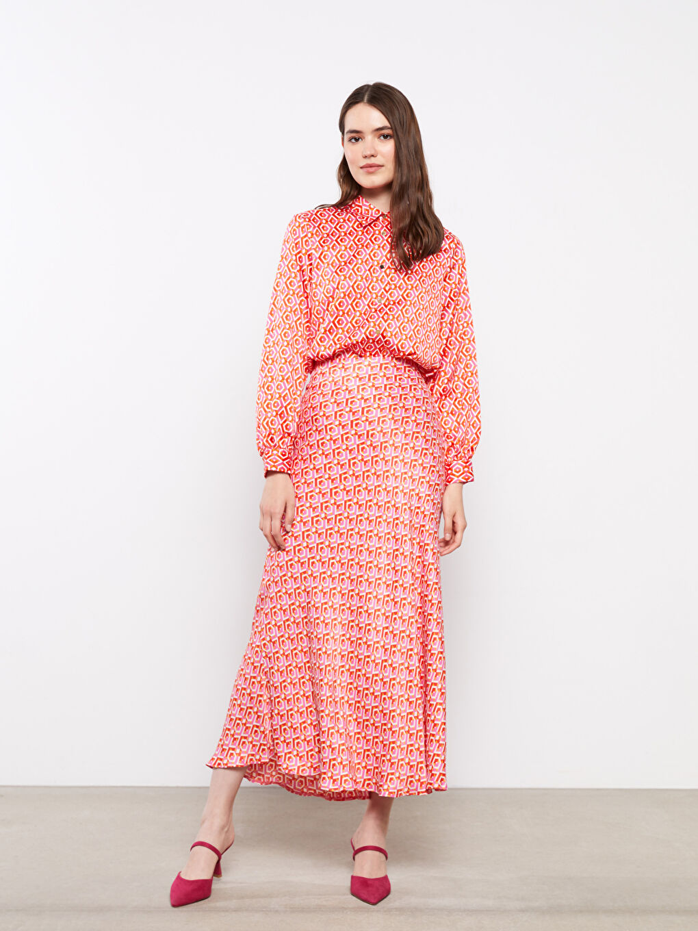 Fustă Confortabilă Cu Model Din Vâscoză Pentru Femei-1