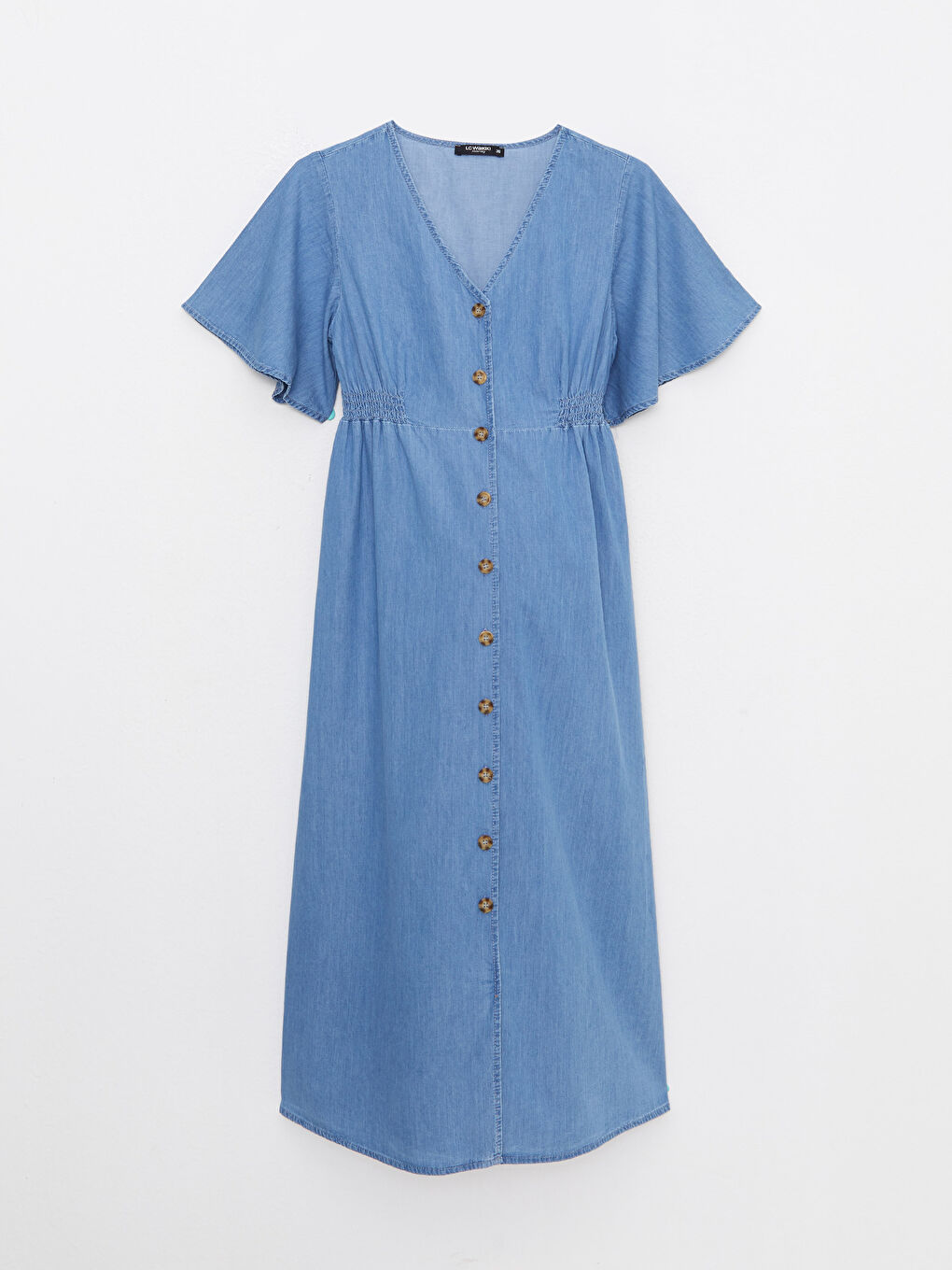 LCWAIKIKI Maternity V-Neck Straight Short Sleeve Maternity Rodeo Jean Dress -S2LL33Z8-507