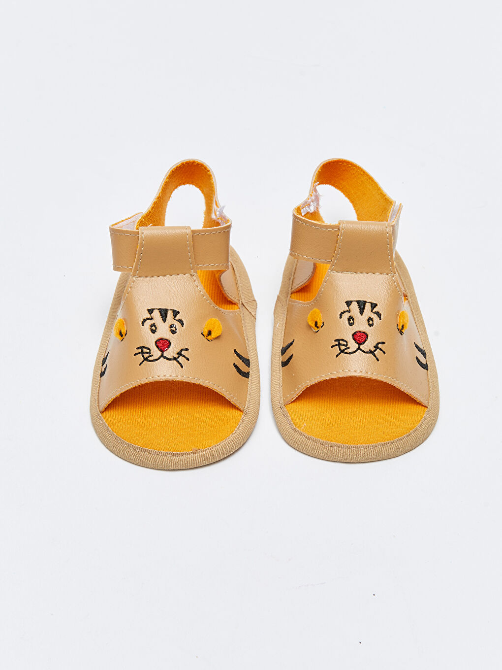 Kahverengi Nakışlı Cırt Cırtlı Erkek Bebek Yürüme Öncesi Sandalet-2