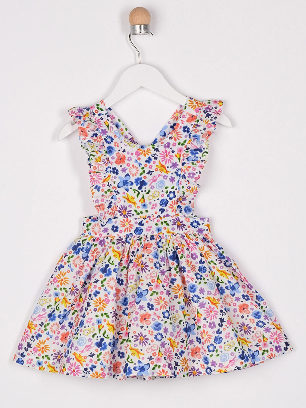 Pembe V Yaka Kız Bebek Elbise