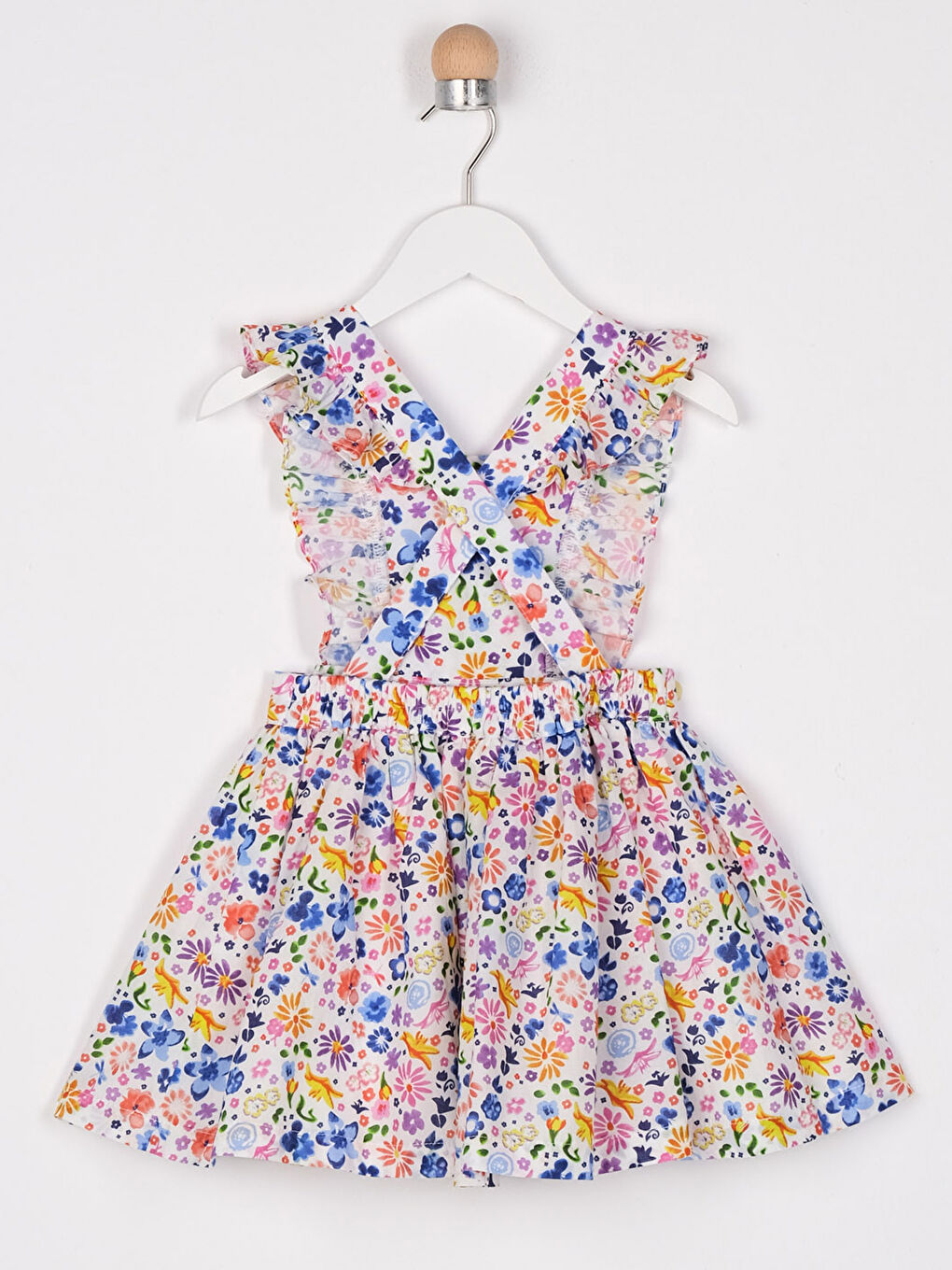 Pembe V Yaka Kız Bebek Elbise-2