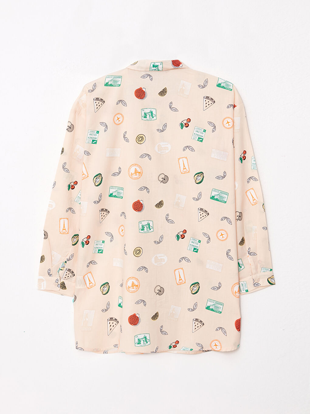 Bej Desenli Kadın Gömlek Tunik-6