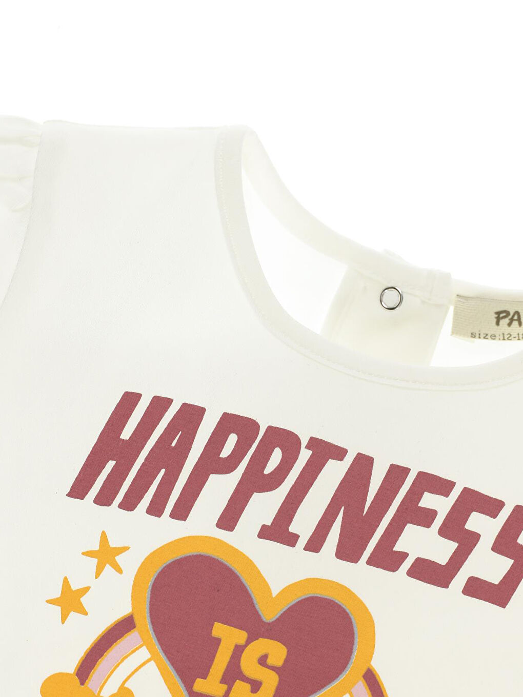 Beyaz Bisiklet Yaka Kısa Kollu Baskılı Kız Bebek Tişört-2