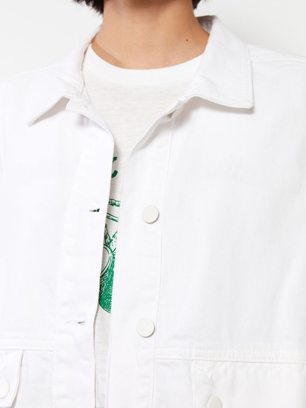 Women's Shirt Neck Regular Jean Vest-2