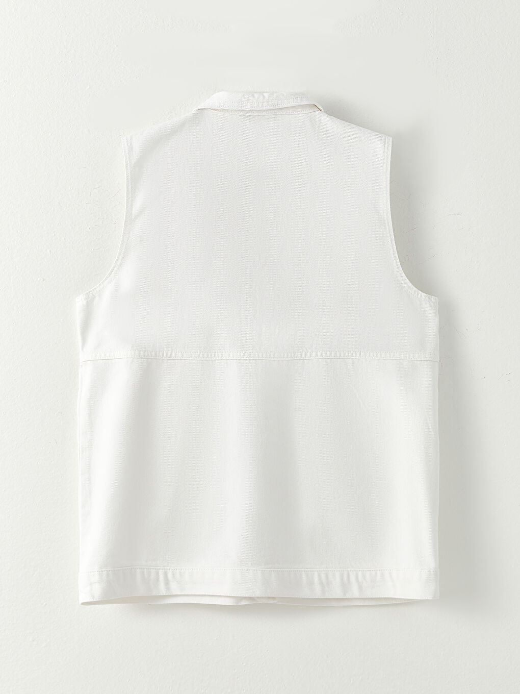 Women's Shirt Neck Regular Jean Vest-5