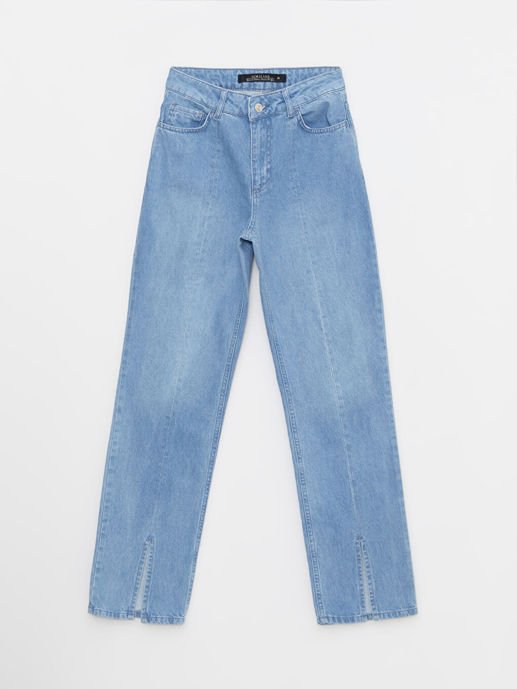 İndigo Rahat Kalıp Düz Paçası Yırtmaçlı Kadın Rodeo Jean Pantolon-5