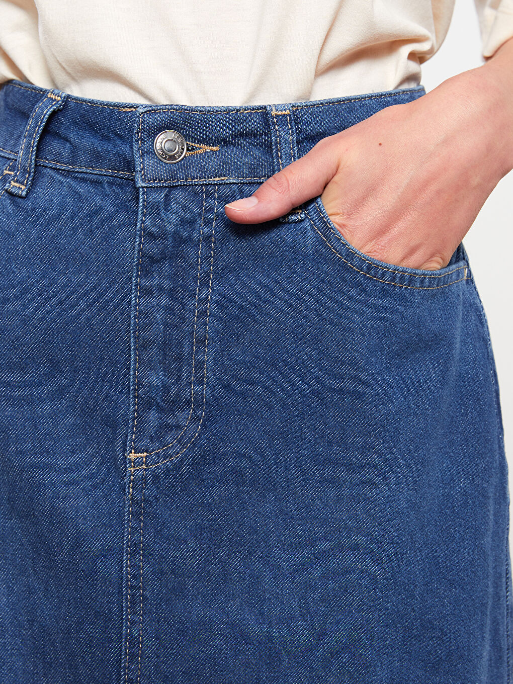 Mavi Kadın Standart Fit Düz Jean Etek-2