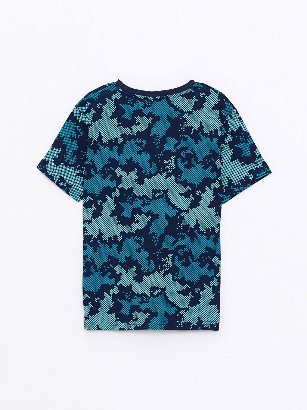 Yeşil Bisiklet Yaka Desenli Kısa Kollu Pamuklu Erkek Çocuk Tişört-1