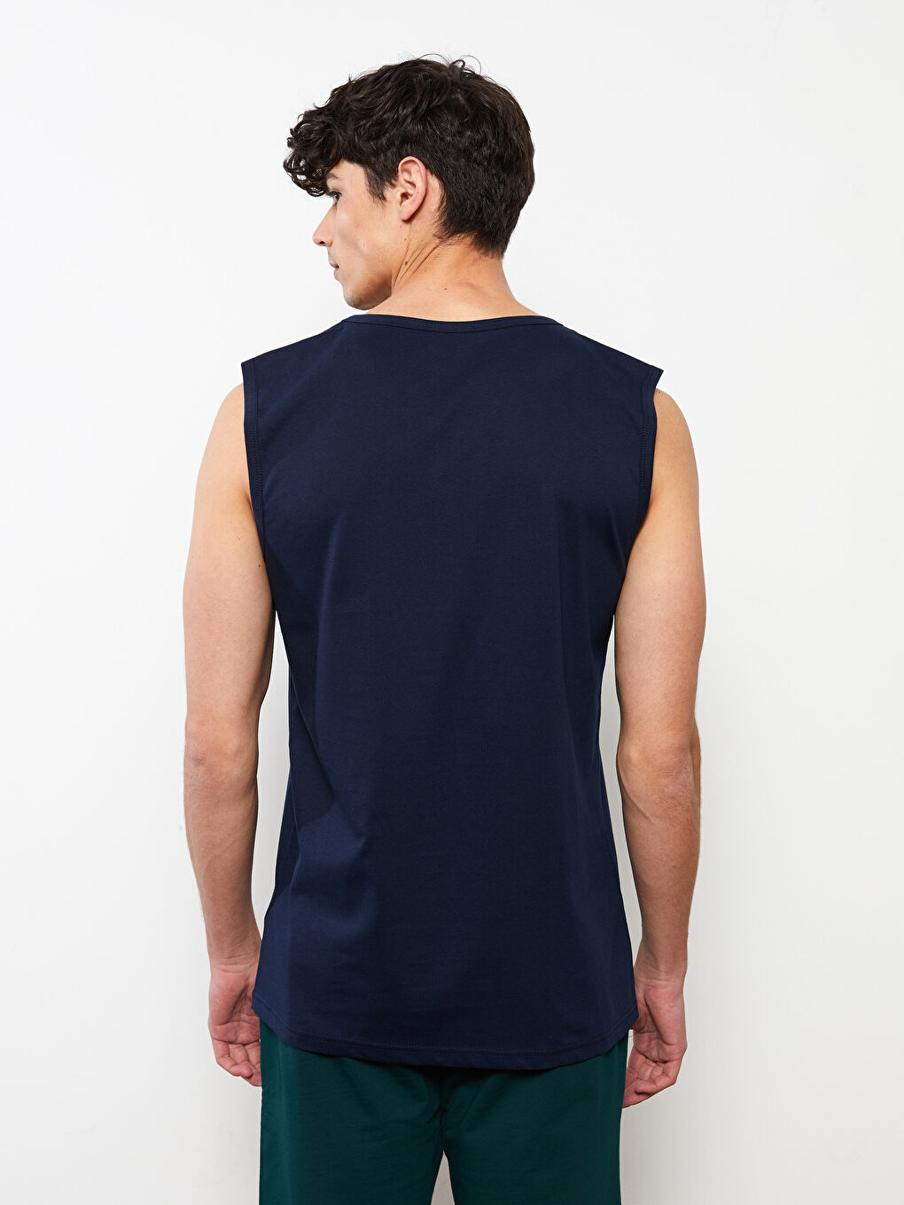 Lacivert Bisiklet Yaka Kolsuz Pamuklu Erkek Atlet-4