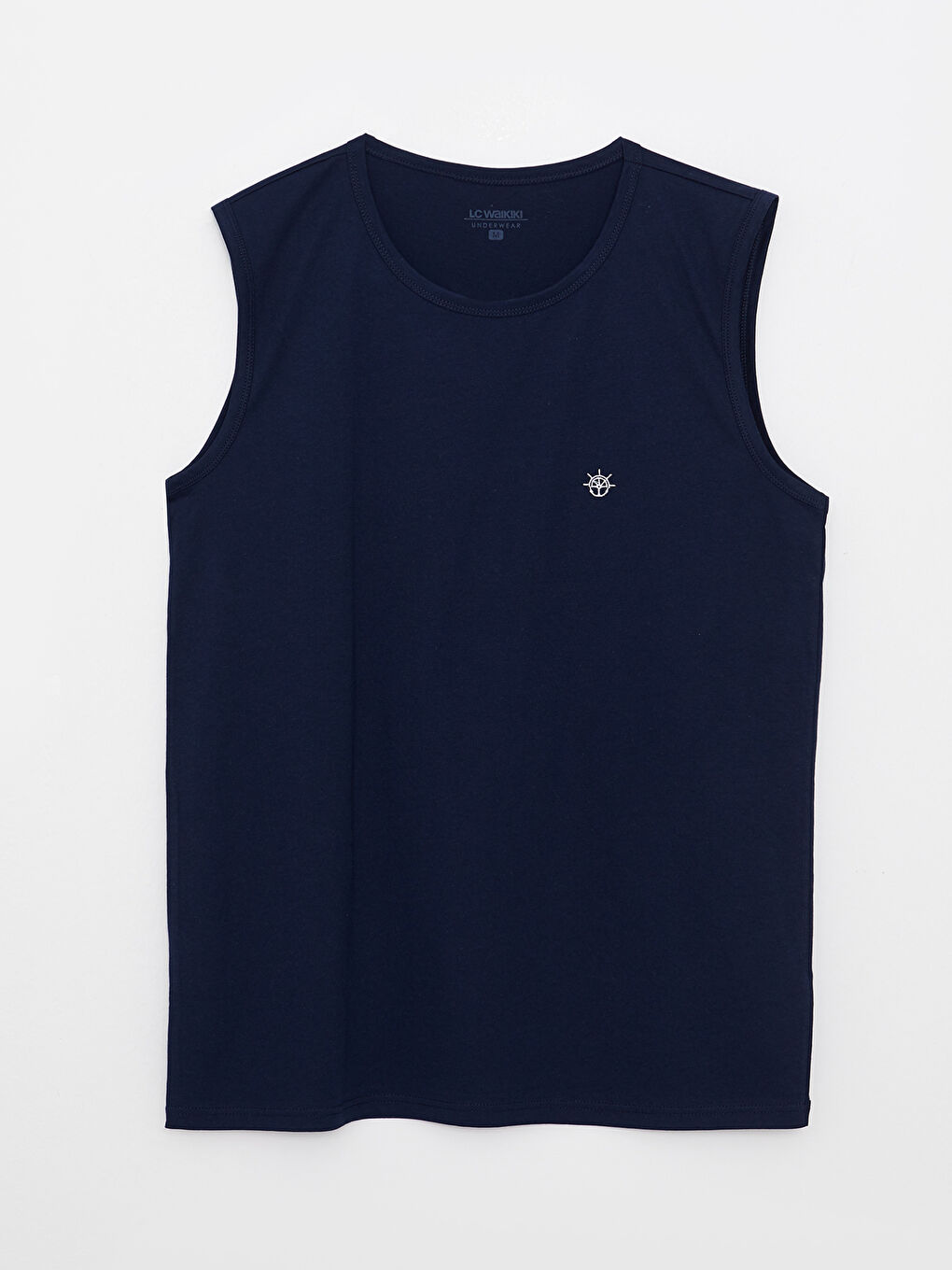 Lacivert Bisiklet Yaka Kolsuz Pamuklu Erkek Atlet-5