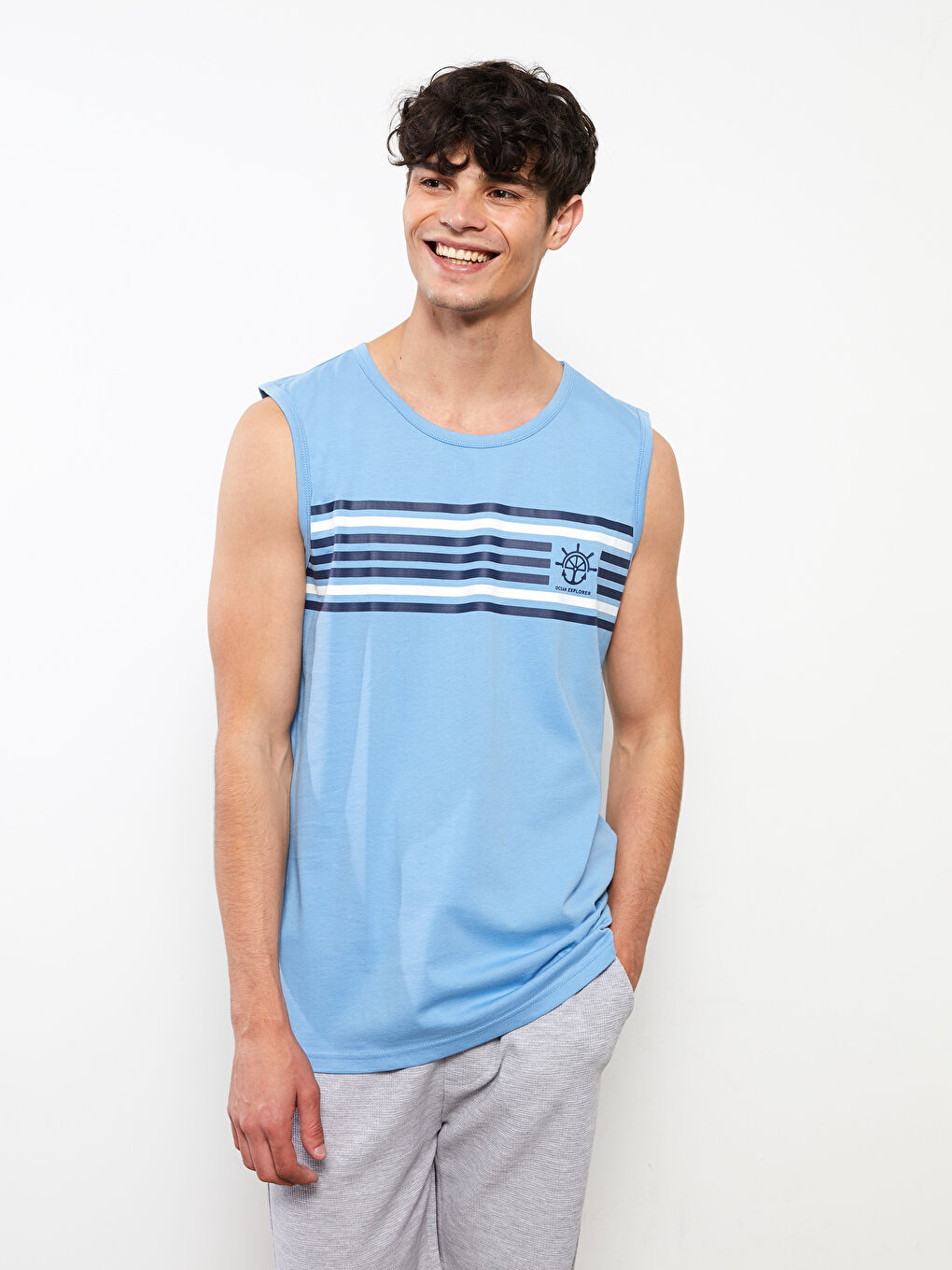 Crew Neck Sleeveless Cotton Men's Vest-1