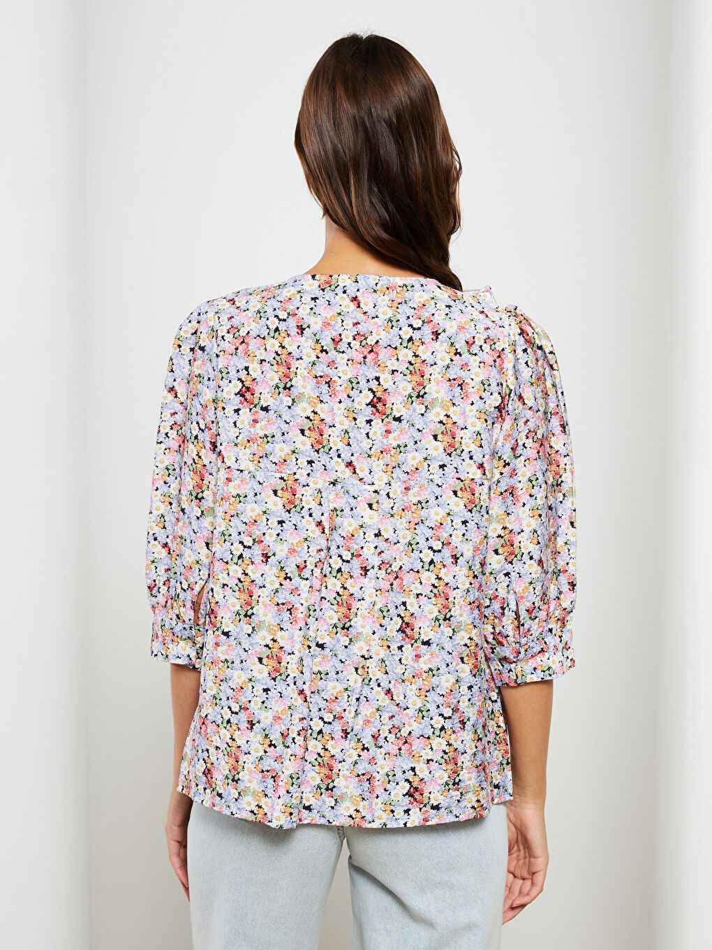 Baby Collar Floral Viscose Women's Blouse-4