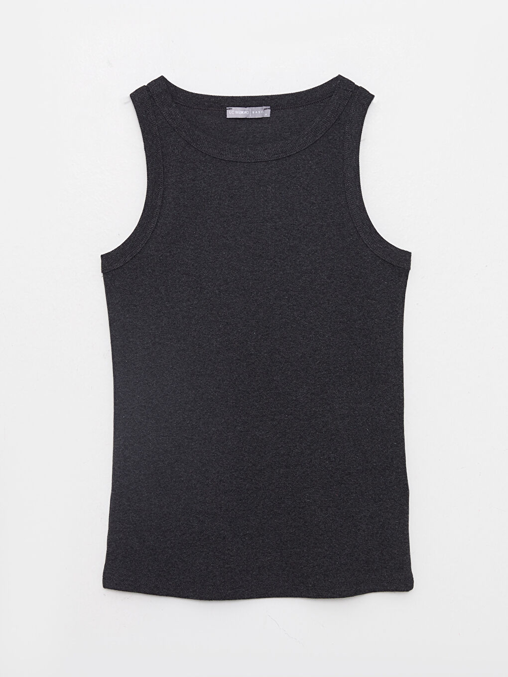 Antrasit Kadın Bisiklet Yaka Düz Atlet-5