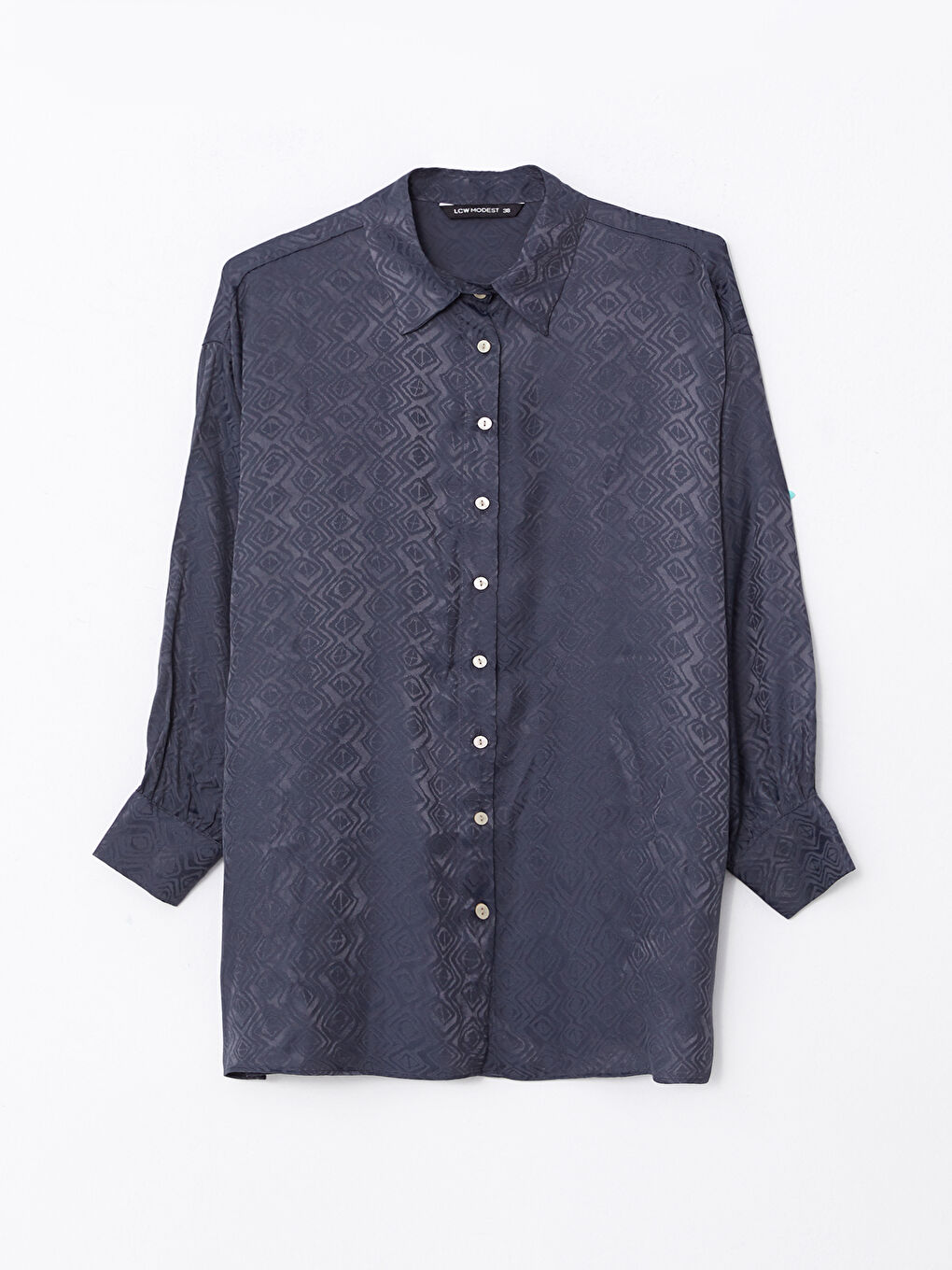 Antrasit Düz Uzun Kollu Viskon Kadın Gömlek Tunik-5