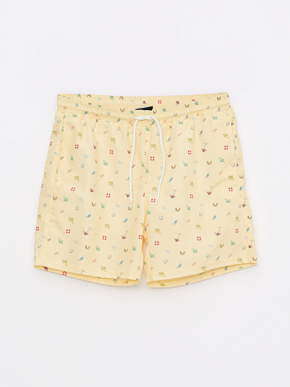 Sarı Kısa Boy Desenli Erkek Deniz Şortu-5