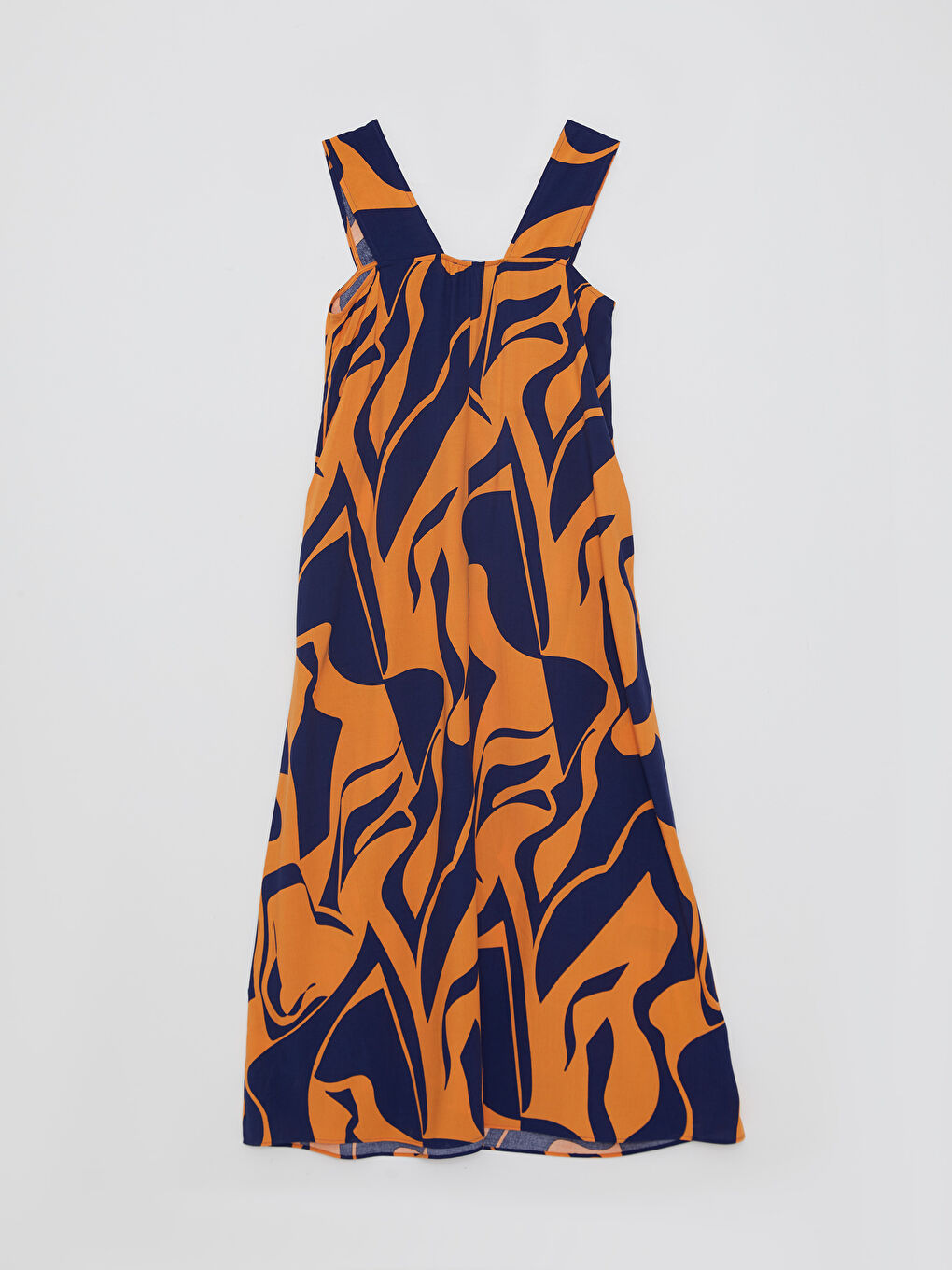 V Neck Patterned Sleeveless Viscose Women Dress-6