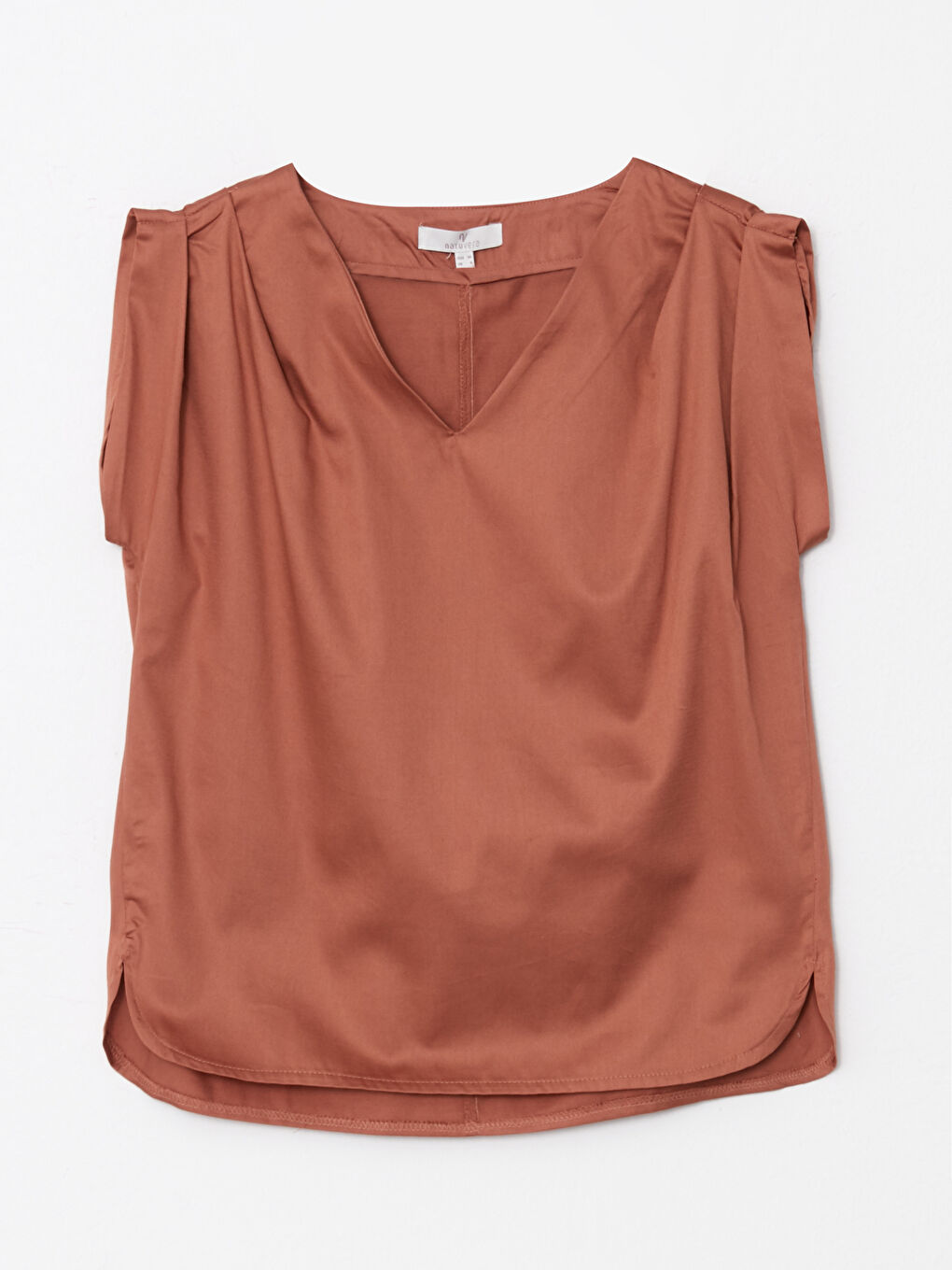 بلوزة نسائية قطنية بأكمام قصيرة مستقيمة وفتحة رقبة على شكل حرف V-9